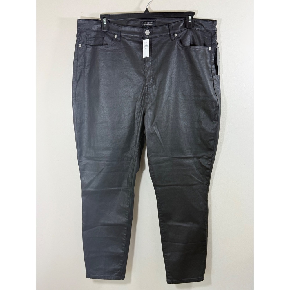 NWT Banana Republic Women's 35 Black Coated Curvy High Rise Skinny Jeans